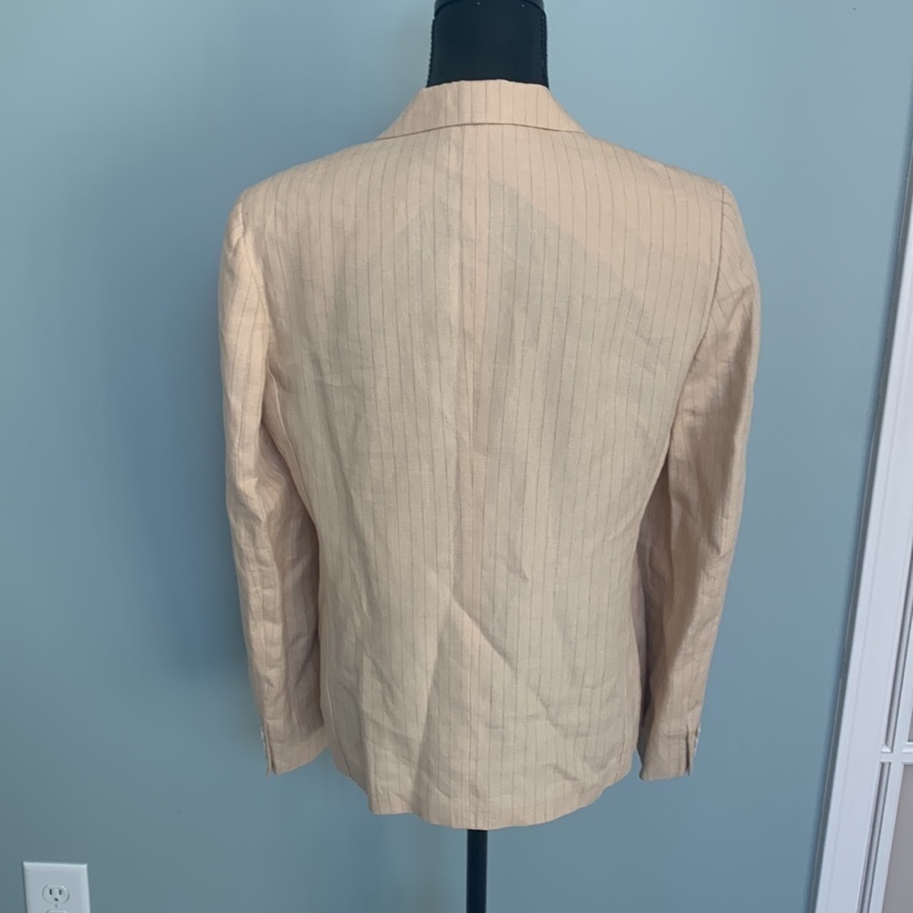 MaxMara Beige Cream Pin Stripe Flax Linen Blazer Medium - Picture 3 of 10